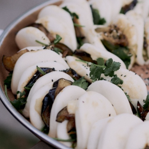 Fried Eggplant Bao w/ Kimchi & Miso Kewpie